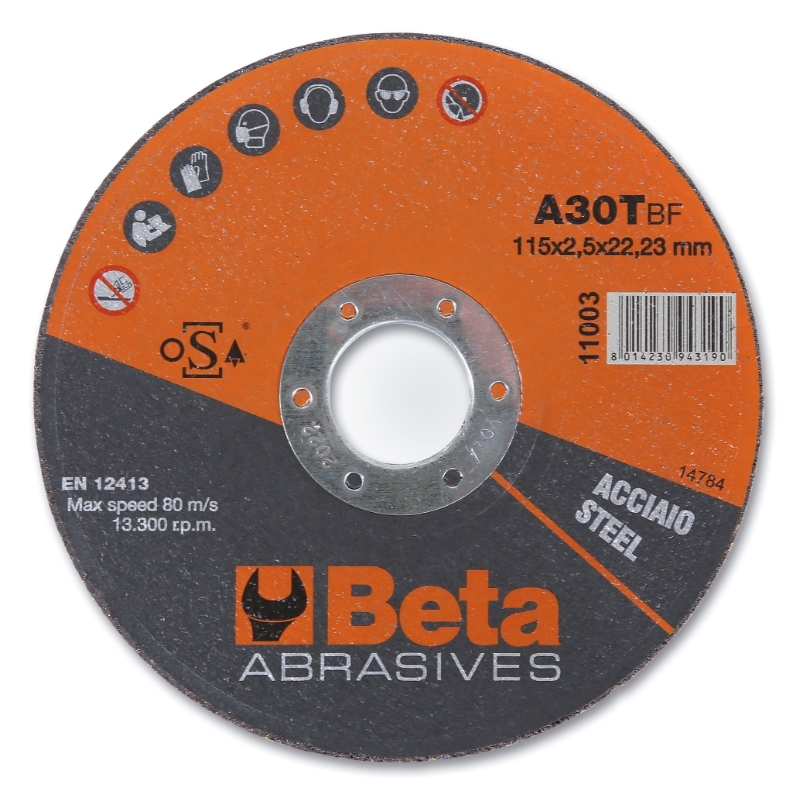 Doorslijpschijven Beta Tools Ø125 mm voor staal met vlak center (10 stuks) - Afbeelding 2