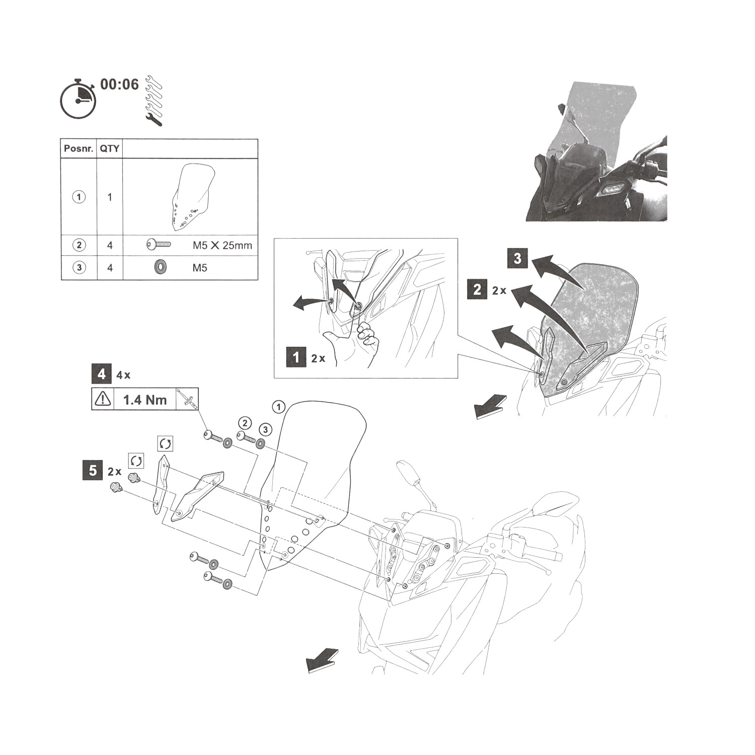 Windscherm Yamaha Origineel Hoog Euro-5 2023-2025 Helder Xmax 300 Bka283j01000 - Afbeelding 2