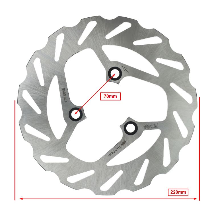 Remschijf Polini Wave 3-gaats 220mm Aerox, Jog, Mbk Booster, Mbk Nitro 175.0058 - Afbeelding 4