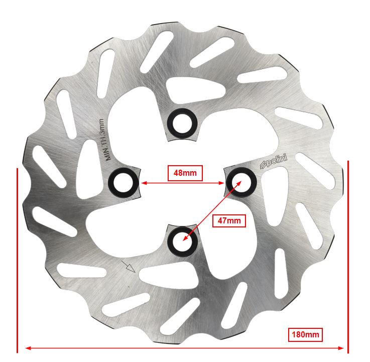 Remschijf Polini 4-gaats Wave 180mm Bws, Mbk Booster 175.0063 - Afbeelding 4