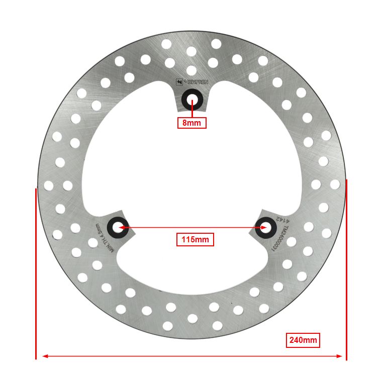 Remschijf Newfren 3-gaats Yamaha Achter 240mm X-max 125cc, X-max 250cc Df4142 - Afbeelding 2