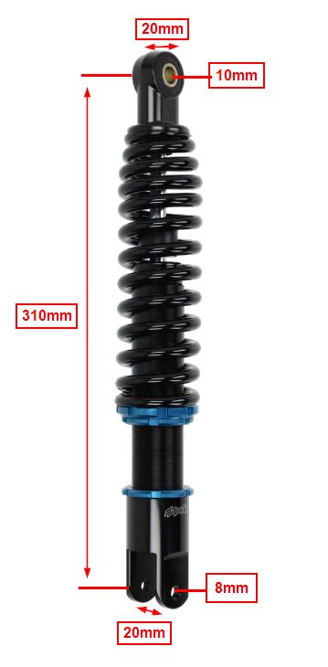 Schokbreker Polini 310mm zwart Minarelli Hor+vert 173.0550 - Afbeelding 5