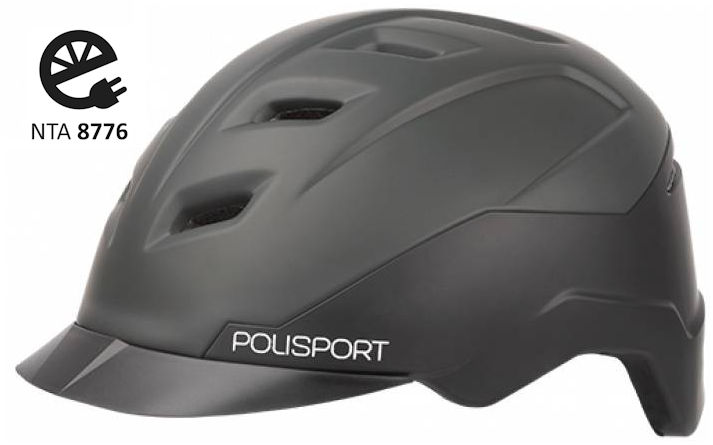 Fietshelm Polisport e'City L (58-61cm) - mat zwart / mat donkergrijs - NTA 8776 keurmerk (bromfiets & speed pedelec) - Afbeelding 2