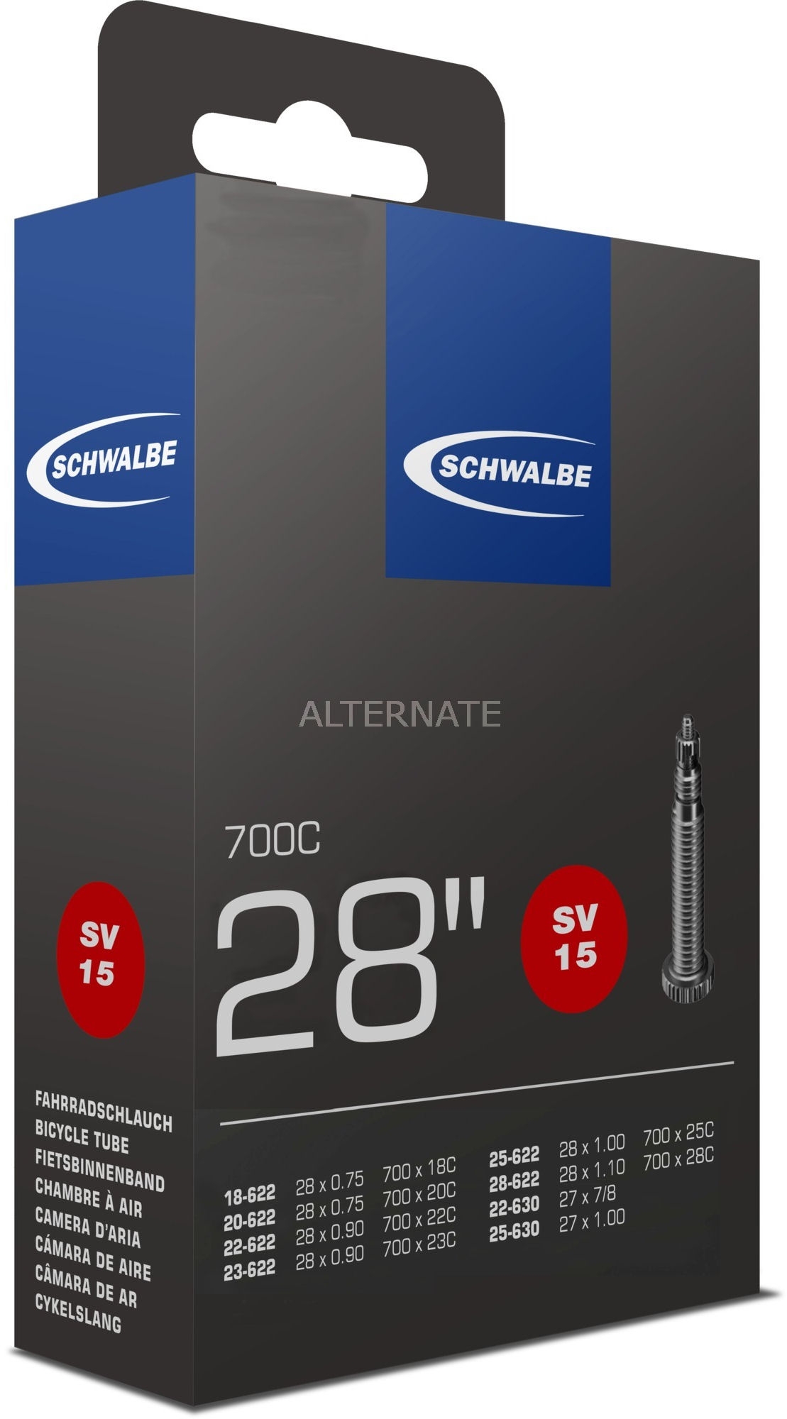 Binnenband Schwalbe SV15 28" / 18/28-622/630 - 50mm ventiel