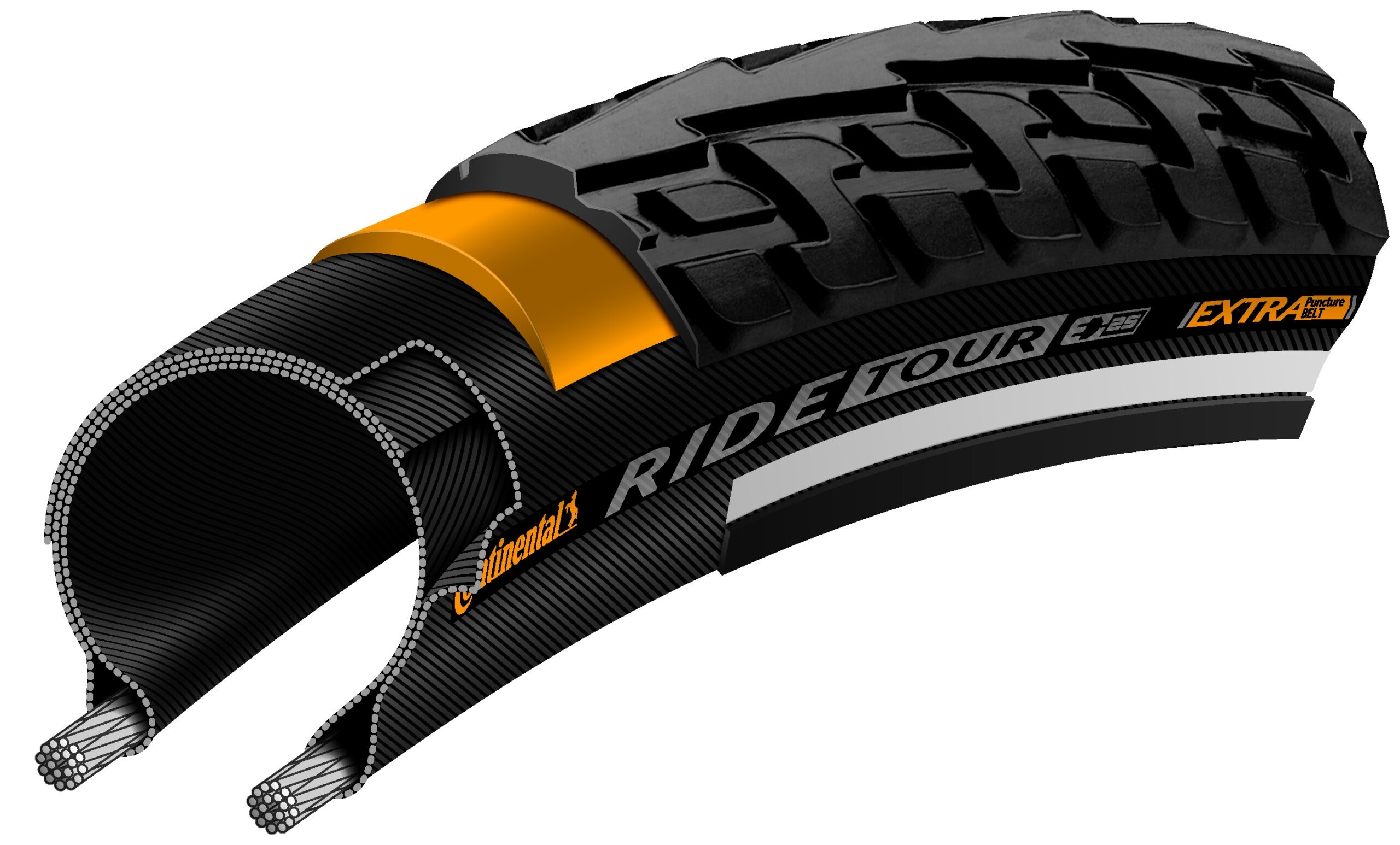 Buitenband Continental Ride Tour 28 x 1.10" / 28-622 - zwart met reflectie - Afbeelding 3