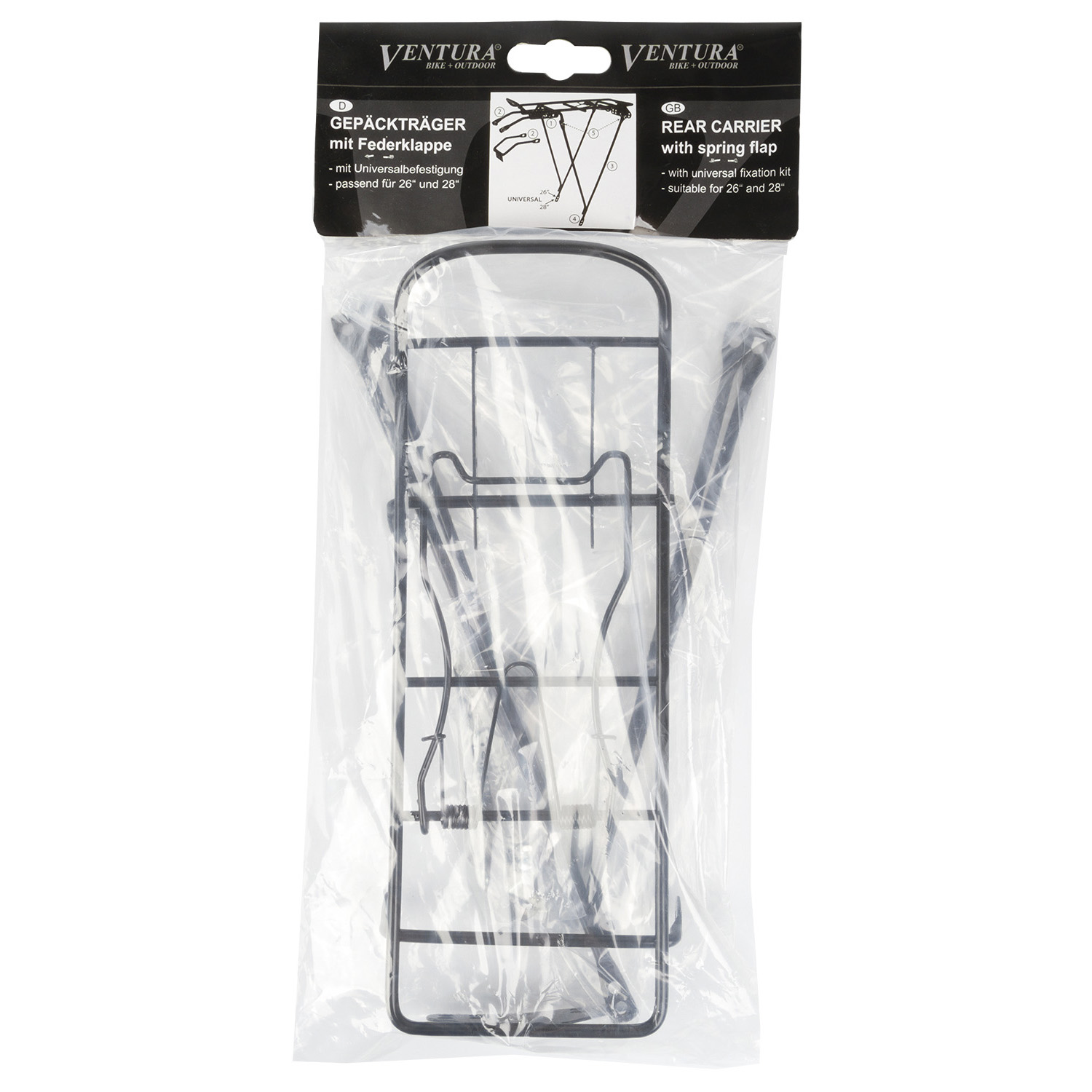 Achterdrager 26-28" Ventura Screw-On II S - zwart