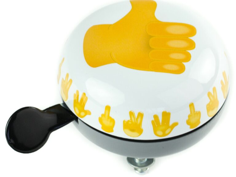 Fietsbel Ding-Dong Widek Emoticon Thumbs Up ø80mm - wit/zwart/geel (op kaart)
