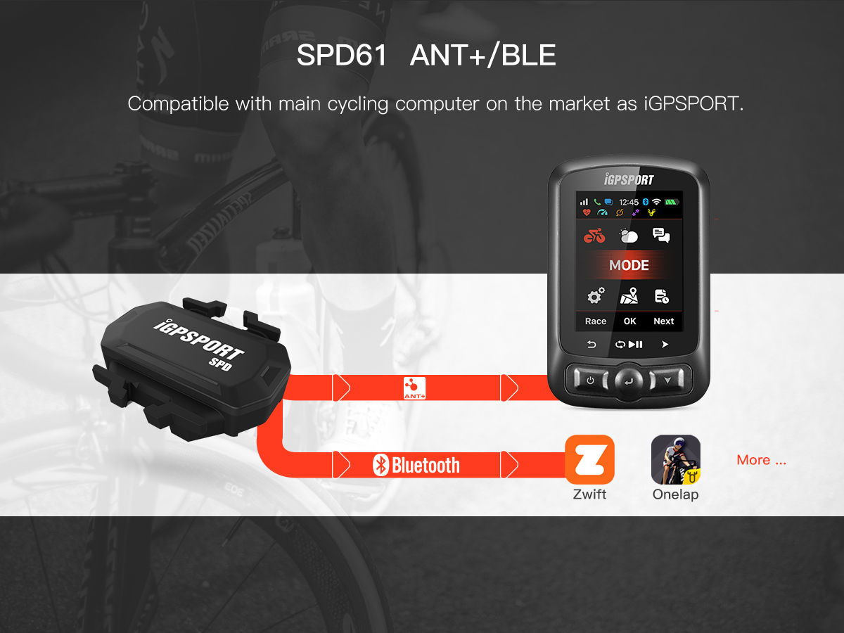 Dual module snelheidssensor iGPsport SPD61 BlueTooth en ANT+ - Afbeelding 4