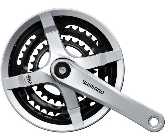 Crankstel 6/7/8 speed Shimano Tourney FC-TY501 met 170mm crankarm 48 x 38 x 28T met kettingscherm - zilver
