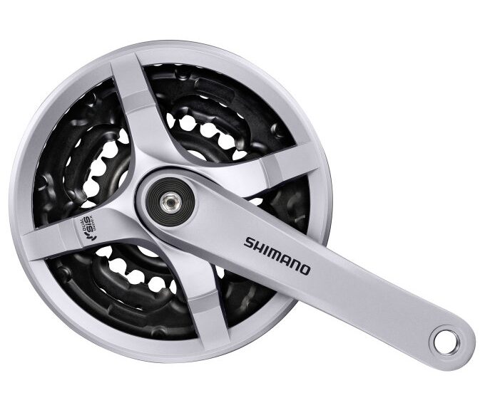 Crankstel 6/7/8 speed Shimano Tourney FC-TY501 met 170mm crankarm 42 x 34 x 24T met kettingscherm - zilver