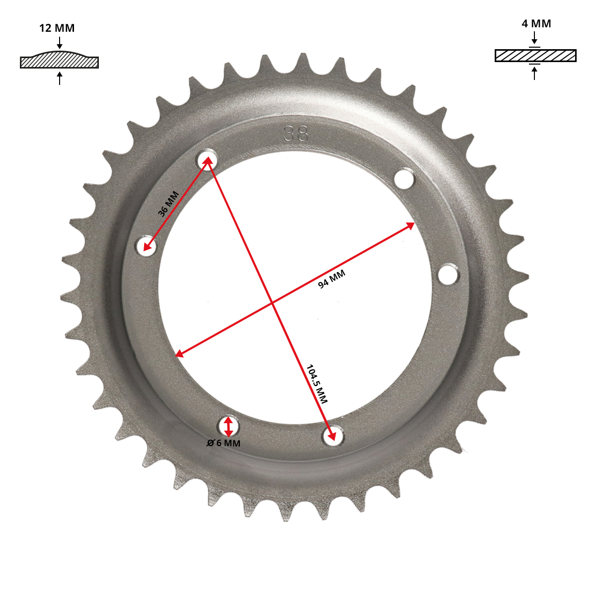 Achterkettingwiel Dmp 38t Puch Maxi - Afbeelding 4