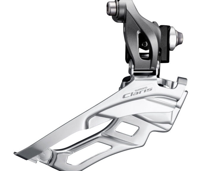 Voorderailleur 3 x 8-speed Shimano Claris FD-R2030 ø34,9 mm klem met adapter ø31,8/28,6 mm / down-pull 63-66° hoek 46-52T - grijs
