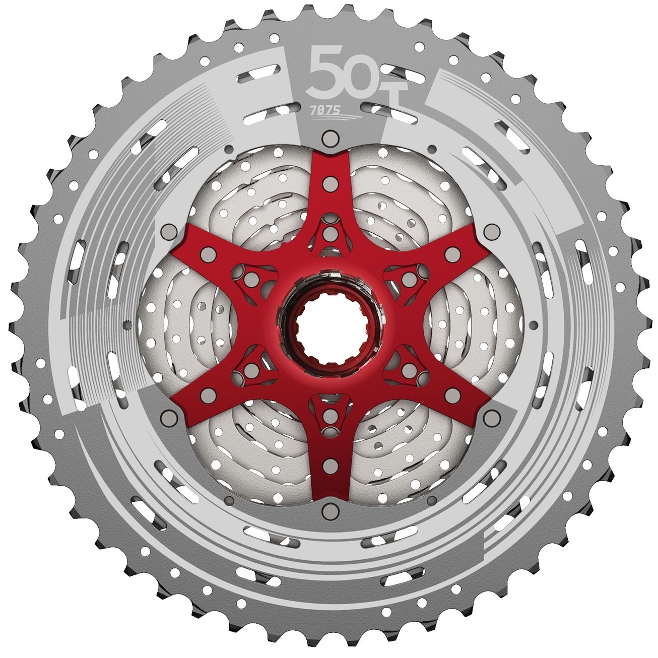 Cassette 12 speed Sunrace CSMZ90 11-50T - zilver met rode spider - Afbeelding 2