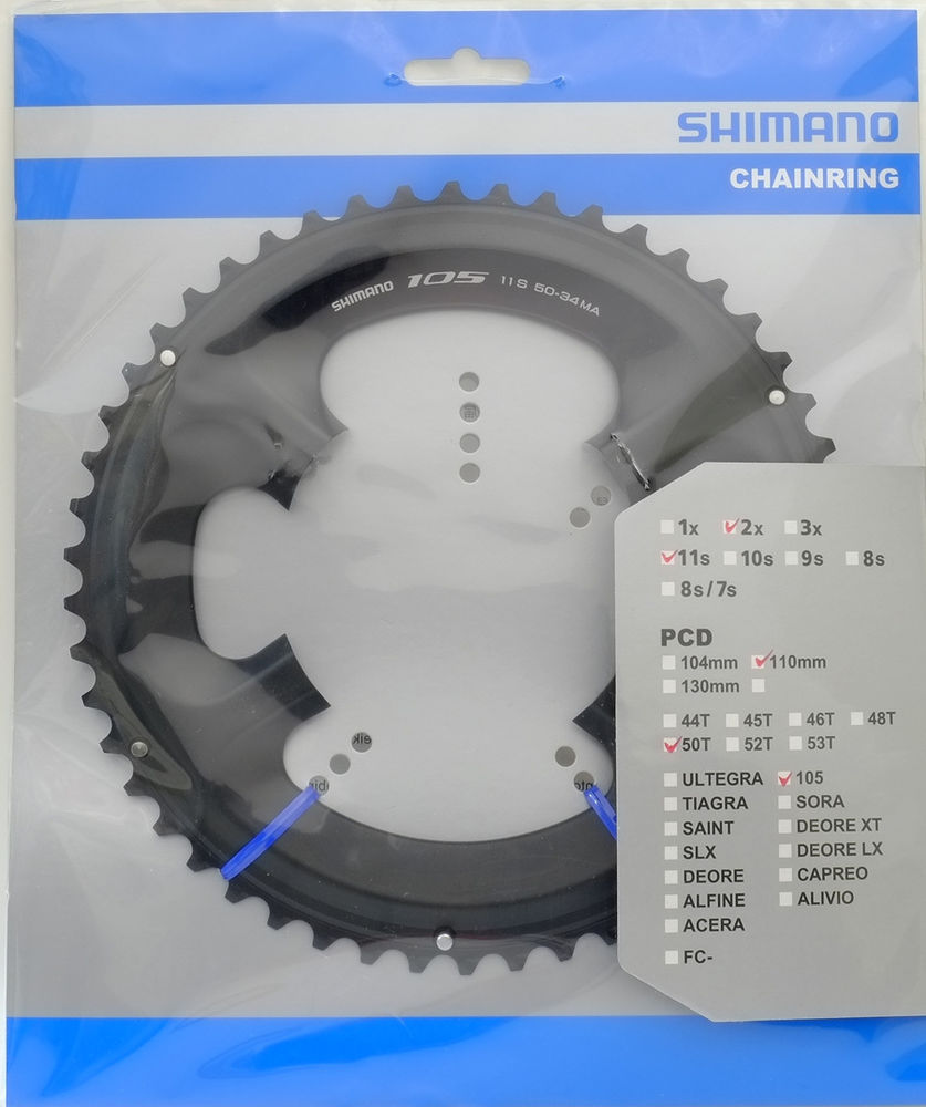 Kettingblad 50T Shimano 105 FC-5800 MA - zwart (voor 50-34T) - Afbeelding 2