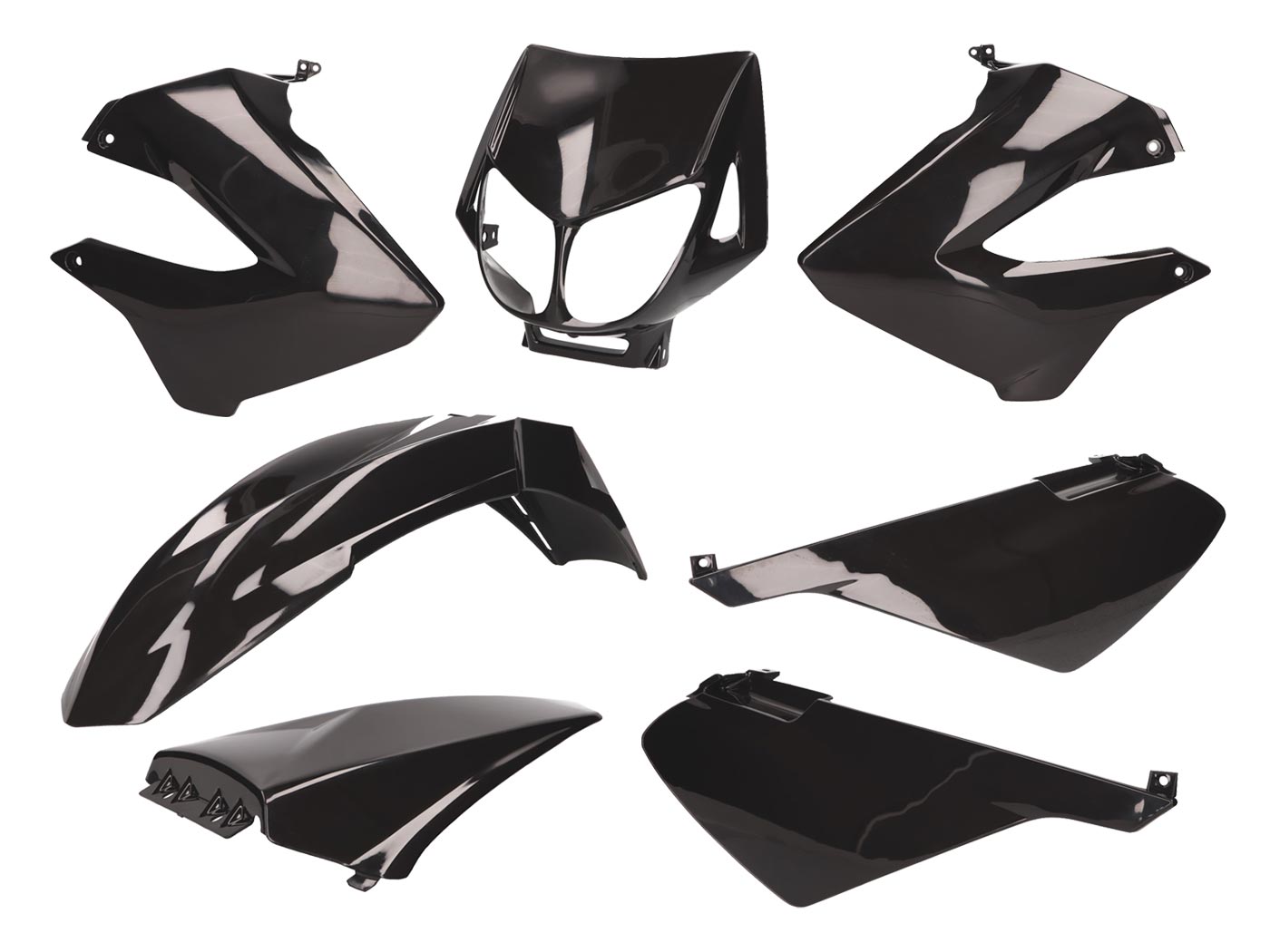Plaatwerkset Dmp Standaard Model Derbi Zwart Glans 7-delig Senda X-race, Senda X-treme, Senda - Afbeelding 2