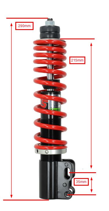Schokbreker Yss Voorvork Hybrid-s Comfort 290mm Zwart Et2, Zip Sp, Vespa Lx, Vespa S - Afbeelding 5
