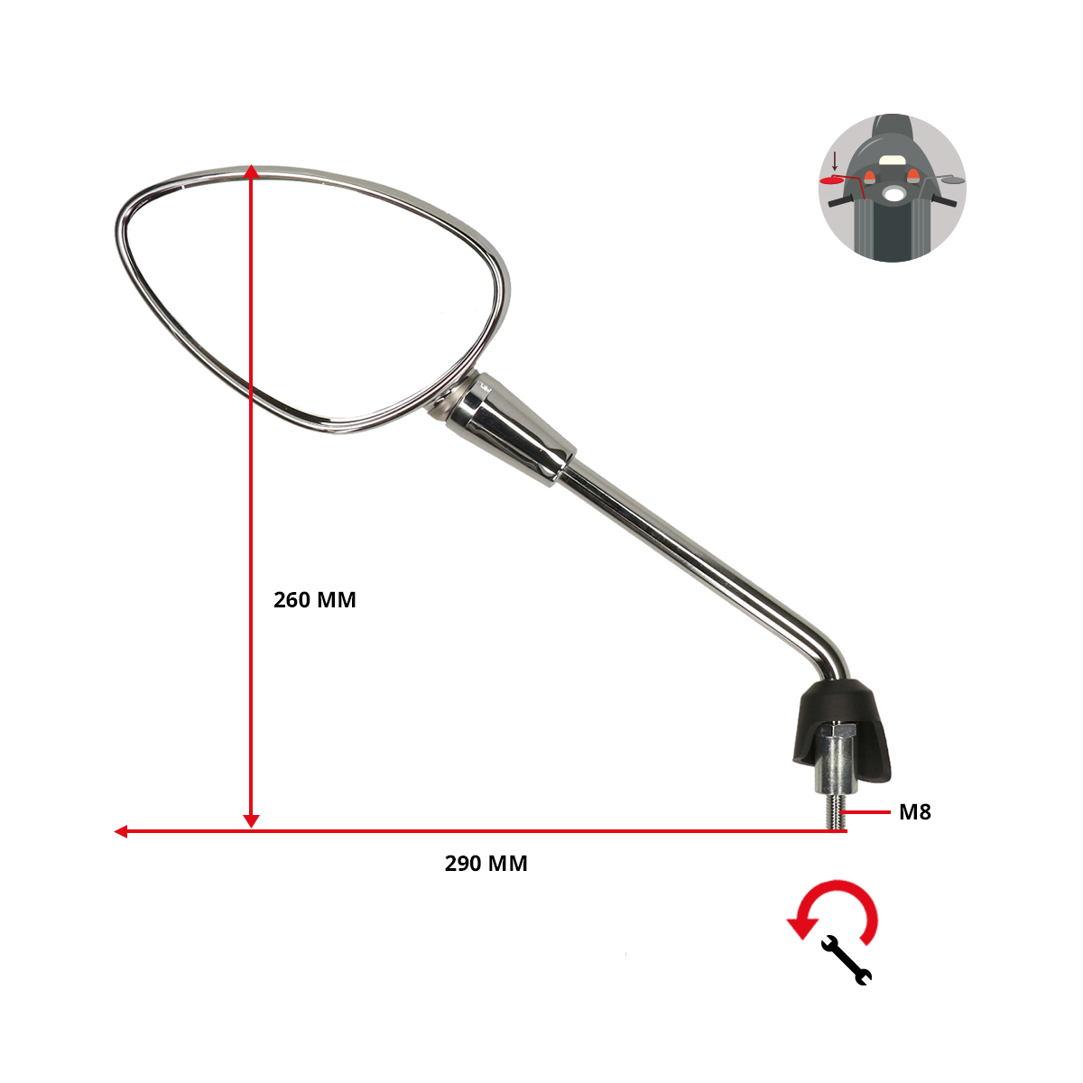 Spiegel Piaggio Origineel Links M8 Chroom Sprint Cm262001 - Afbeelding 5