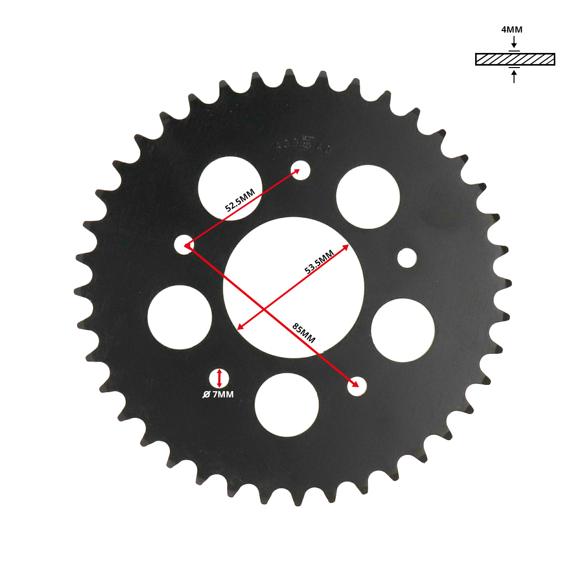 Achterkettingwiel Esjot 40T 3/16 Kreidler 20-0439-40 - Afbeelding 3