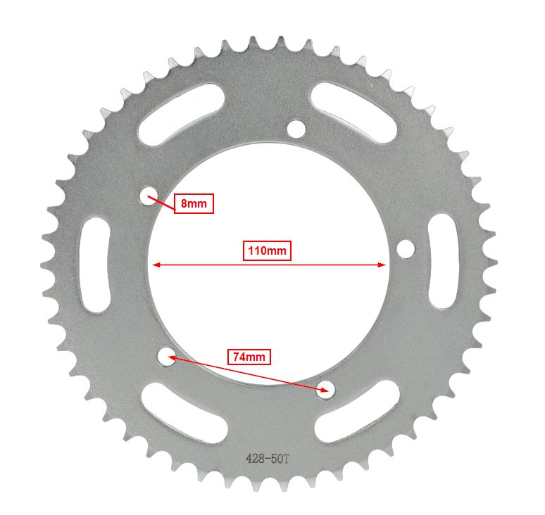 Achterkettingwiel 428-1/2x5/16 Vanaf 2021 51t Zinkgrijs Enduro, Sherco , Sm - Afbeelding 2