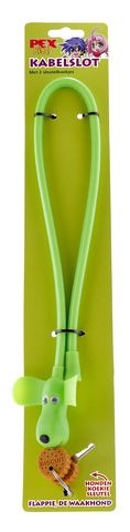 PexKids kabelslot Flappie de waakhond met 2 sleutelkoekjes - ø10 mm x 58 cm - groen - Afbeelding 2