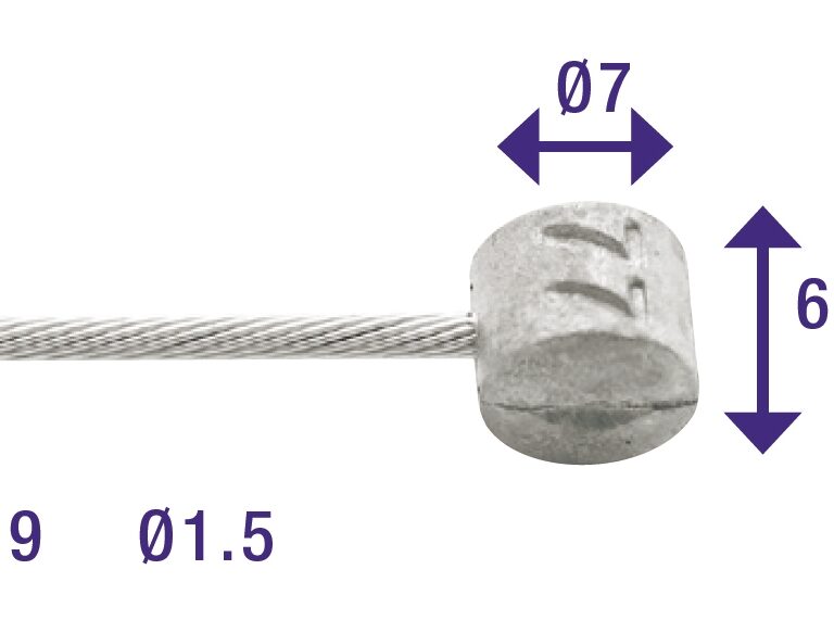 Rem binnenkabel Elvedes 2250mm RVS ø1,5mm Weinmann tonnippel (100 stuks in doos)