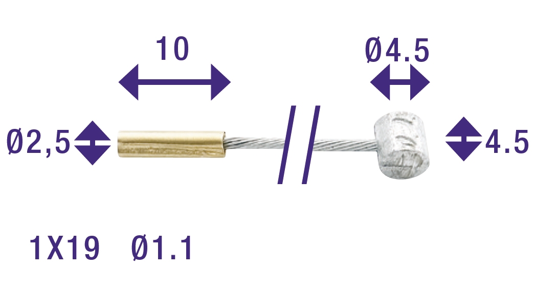 Schakel binnenkabel Elvedes 2250mm verzinkt Ø1,25mm Sturmey Archer / Torpedo N-nippel en T-nippel - Zilver - Afbeelding 3