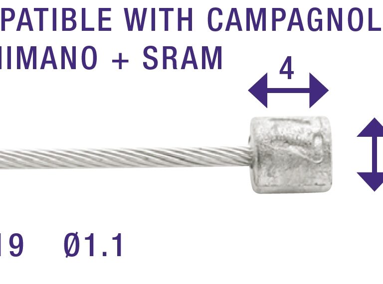 Schakel binnenkabel Elvedes 2250mm RVS Ø1,1mm N-nippel Ø4 × 4 (100 stuks) - Zilver