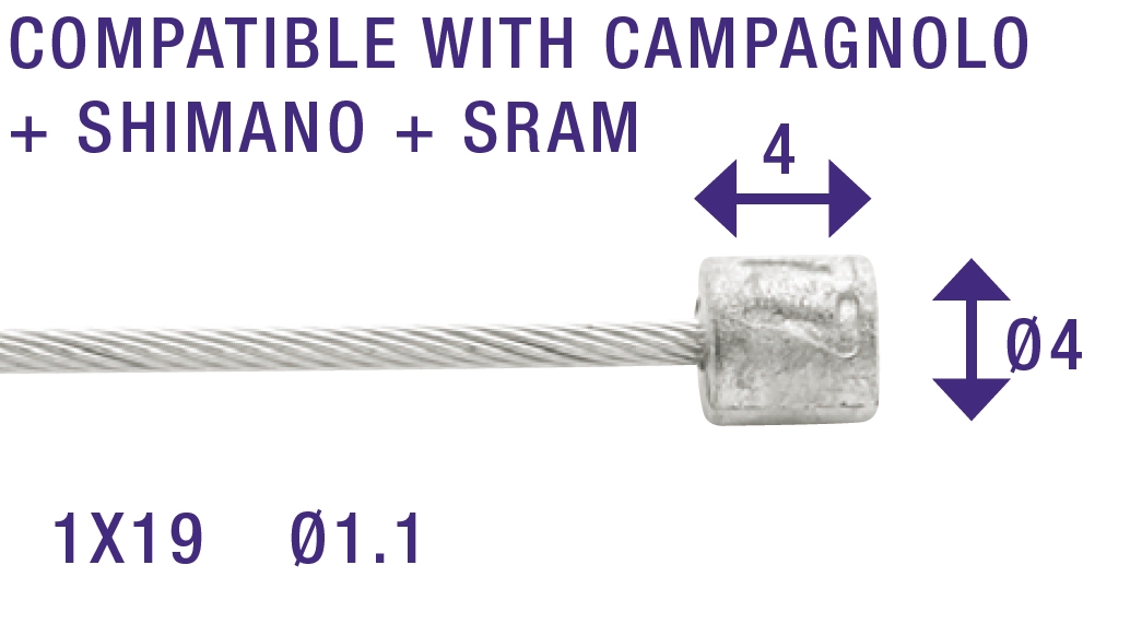 Schakel binnenkabel Elvedes 2250mm RVS Slick ø1,1mm Shimano / SRAM N-nippel (op kaart) - Zilver - Afbeelding 2
