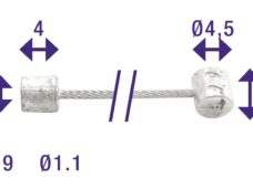 Schakel binnenkabel Elvedes 2250mm verzinkt ø1,1mm Shimano / Huret N-nippel en T-nippel (op kaart) - Zilver
