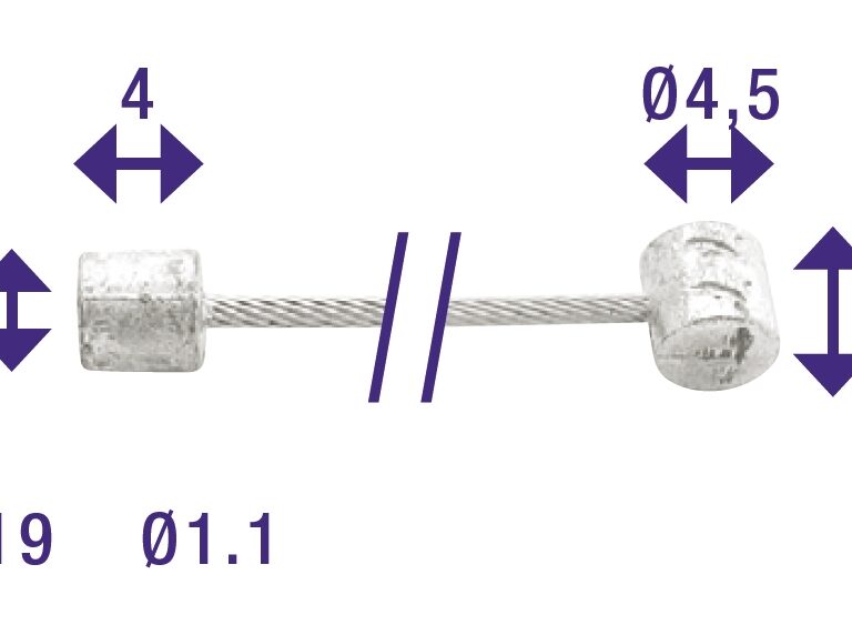 Schakel binnenkabel Elvedes 2250mm verzinkt ø1,1mm Shimano / Huret N-nippel en T-nippel (op kaart) - Zilver