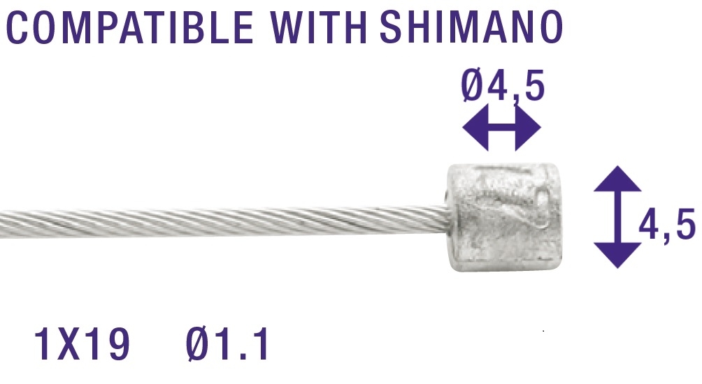 Schakel binnenkabels Elvedes 2250mm RVS ø1,1mm Shimano N-nippel ø4,5 × 4,5 (100 stuks) - Zilver - Afbeelding 3