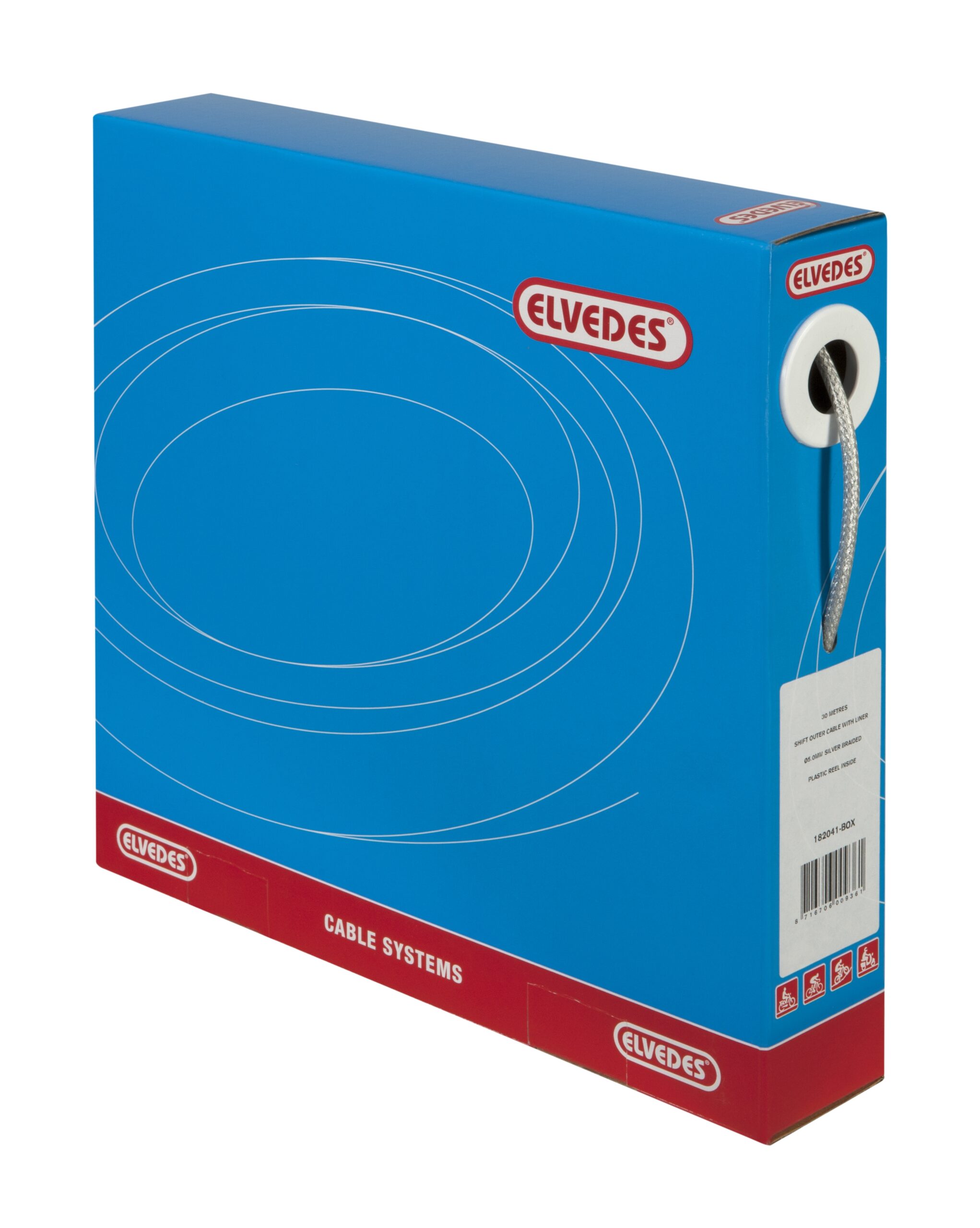 Schakel buitenkabel Elvedes met voering 30 meter / ø5,0mm gevlochten - zilver (30 meter in doos)