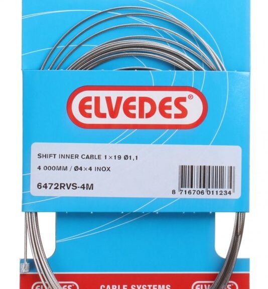 Schakel binnenkabel Elvedes 4000mm RVS ø1,1mm Shimano / SRAM N-nippel (op kaart) - Zilver