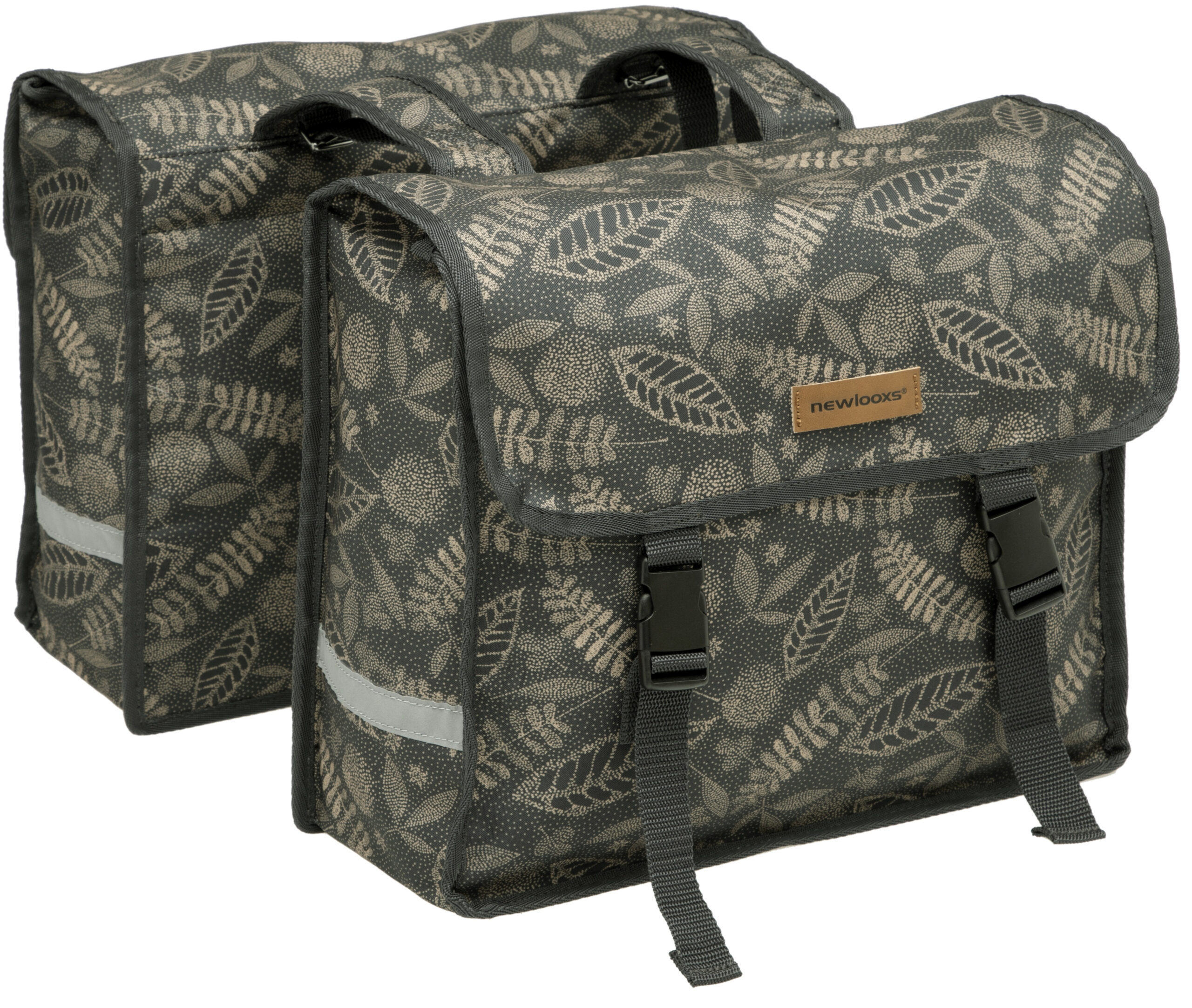 Dubbele fietstas New Looxs Fiori Double 30 liter 37 x 12,5 x 33 cm (2x) - forest anthracite - Afbeelding 2