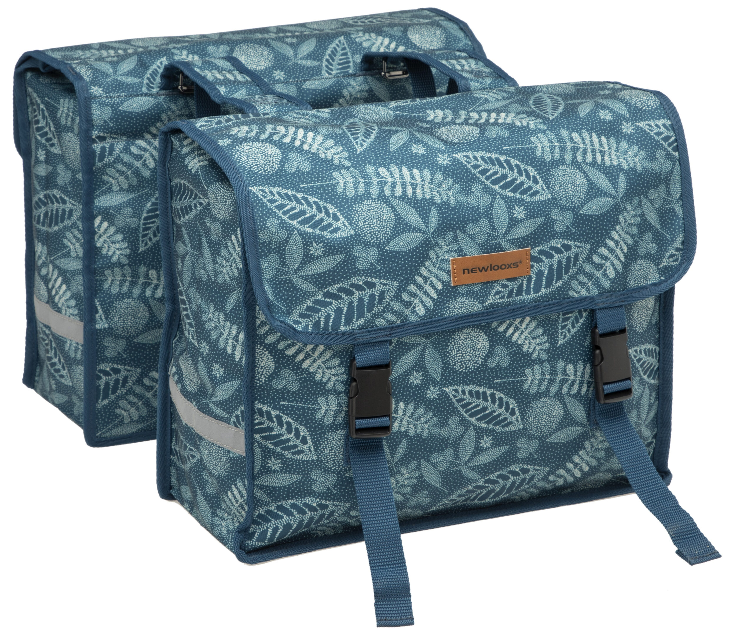 Dubbele fietstas New Looxs Fiori Double 30 liter 37 x 12,5 x 33 cm (2x) - forest blue - Afbeelding 3