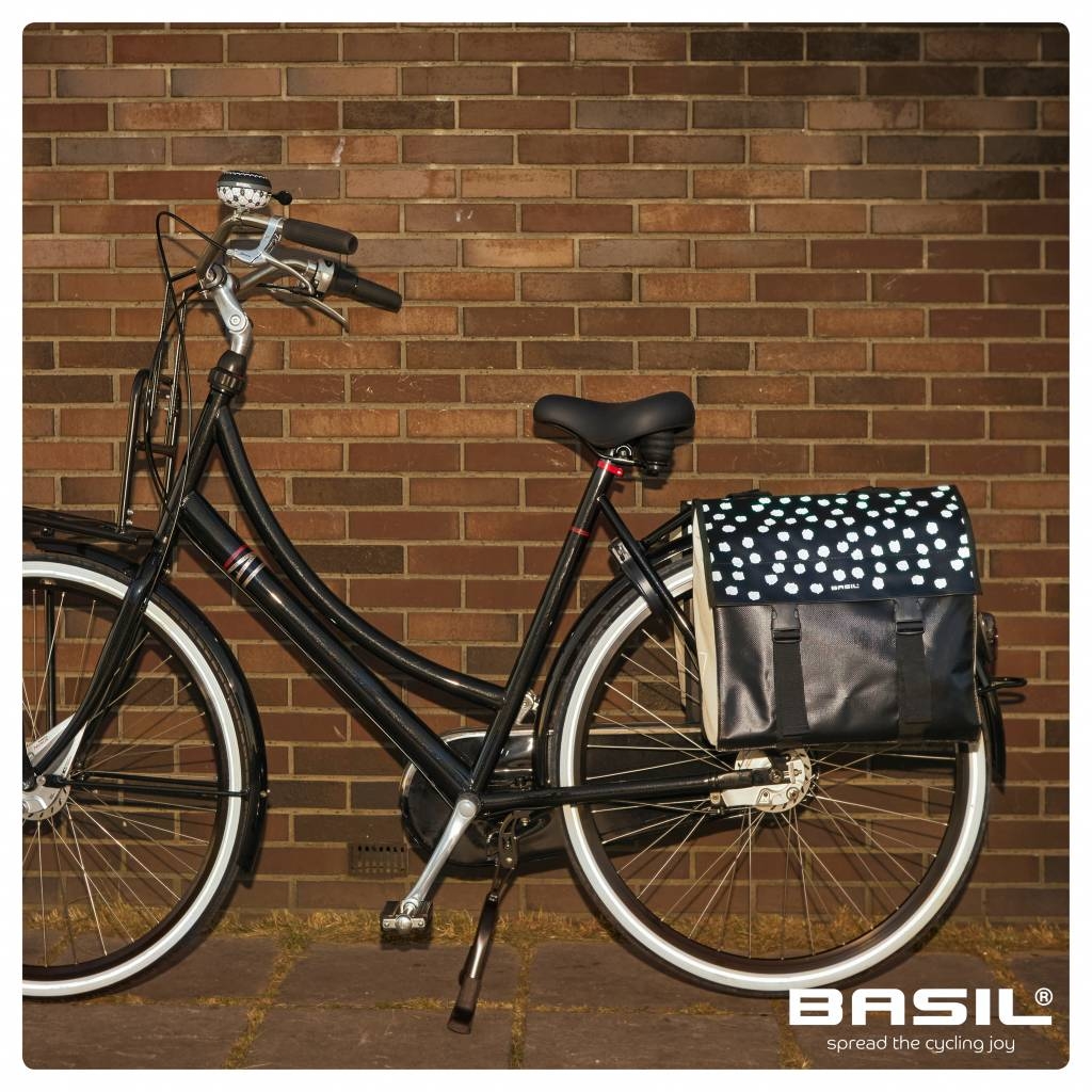 Dubbele fietstas Basil Urban Load 48-53 liter 41 x 18 x 46 cm - zwart met reflecterende stippen - Afbeelding 4
