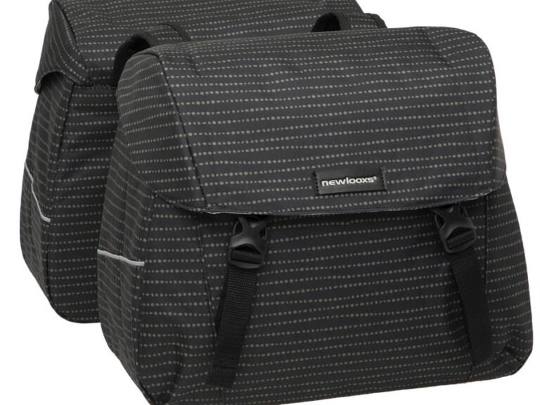 Dubbele fietstas New Looxs Alba Double Bamboo 42 liter 37 x 17 x 37cm (2x) - zwart