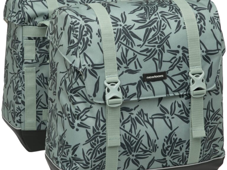 Dubbele fietstas New Looxs Alba Double Bamboo 42 liter 37 x 17 x 37cm (2x) - green