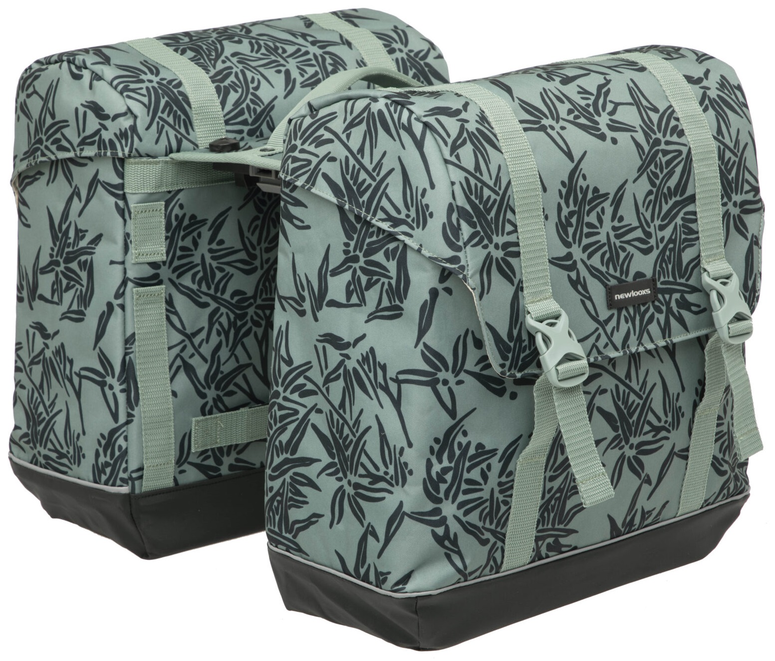 Dubbele fietstas New Looxs Alba Double MIK Bamboo 42 liter 37 x 17 x 37cm (x2) - groen