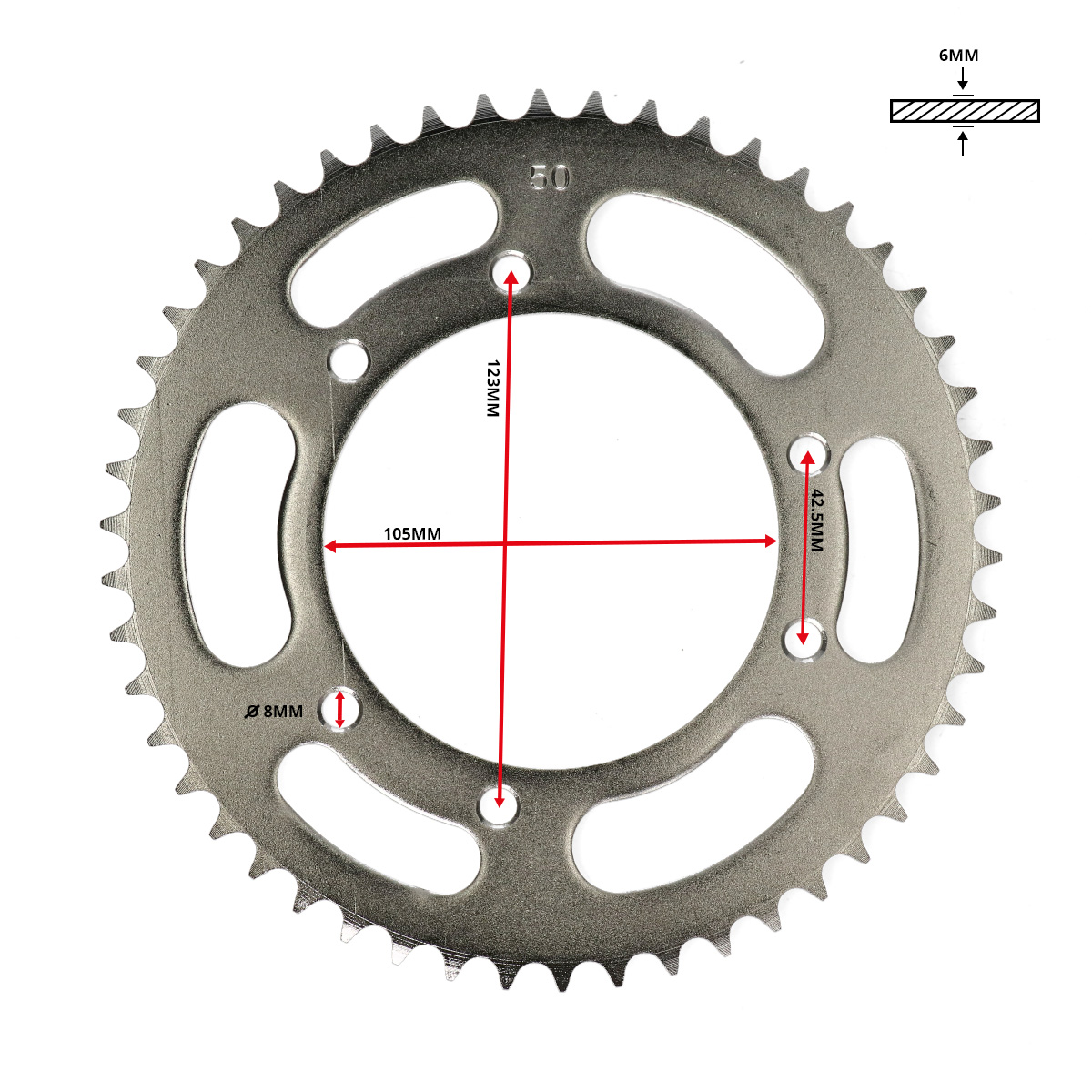 Achterkettingwiel 50t Dt50r, Dt50sm, Furia, Ryz, Senda, Smx, Xsm, Xtm - Afbeelding 3