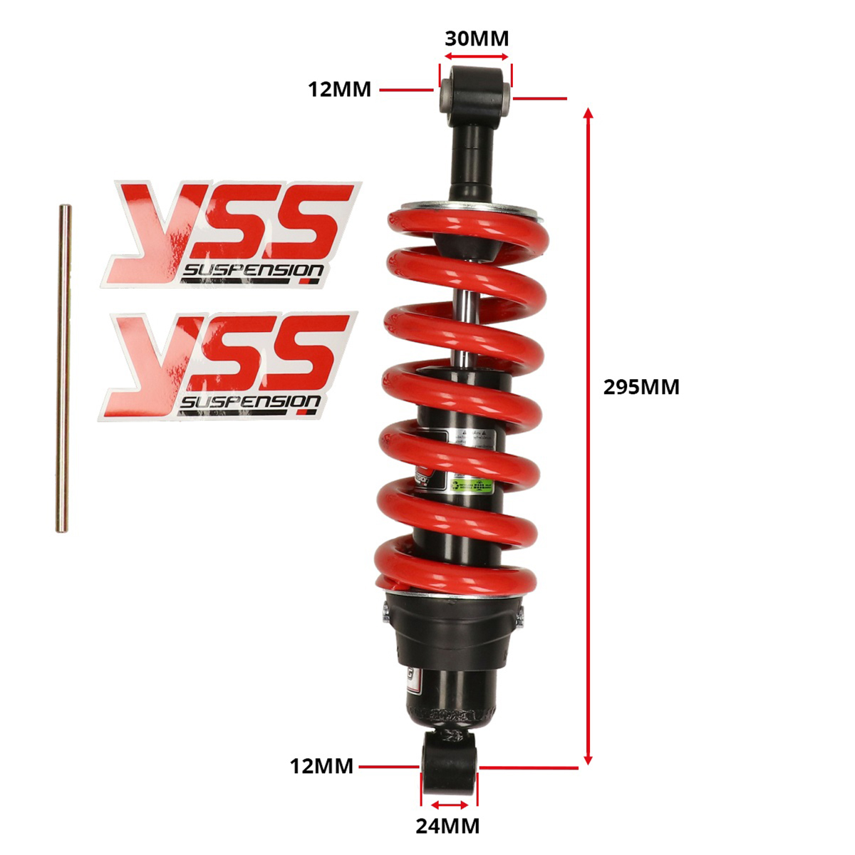 Schokbreker Yss Hybrid Mono Derbi 290mm Rood/zwart Senda - Afbeelding 4