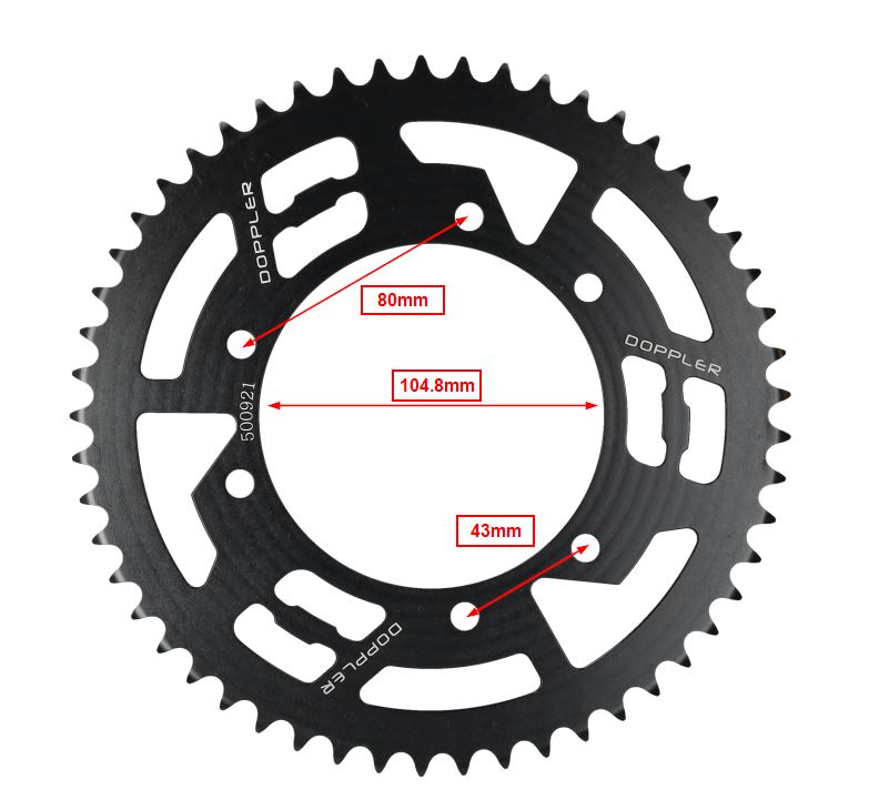 Achterkettingwiel Doppler 53t Goud Aprilia, Derbi, Furia, Peugeot, Rieju Mrt, Rieju Mrt Pro, Rx, Senda, Senda Sm, Senda X-treme, Sx, Xp6 491209 - Afbeelding 4