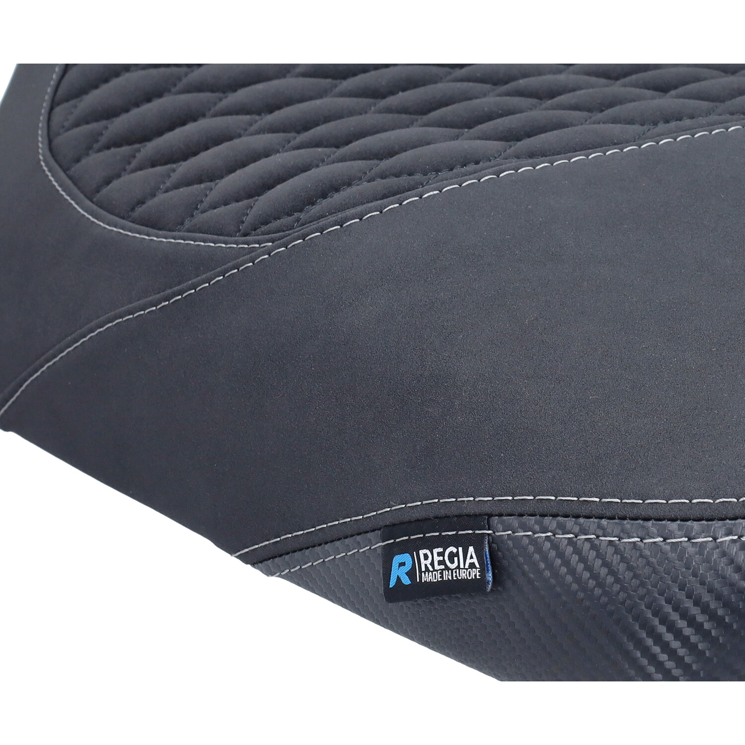 Buddydek Regia RS carbon alcantara kort model 1997/2002 Gilera zwart/grijs Runner 50/125/180/200 - Afbeelding 4