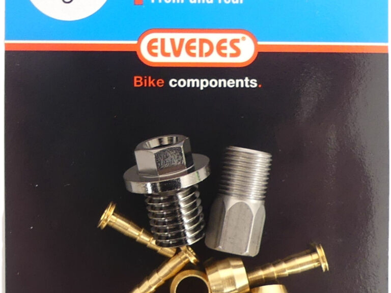 Hydraulische onderdelen kit 9 Elvedes M9 flensbout en M8 RVS onderdelen voor voor- en achterrem (op kaart)