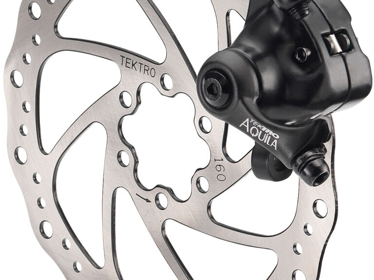 Schijfremset mechanisch Tektr MD-M500 achterkant met 160 mm remschijf