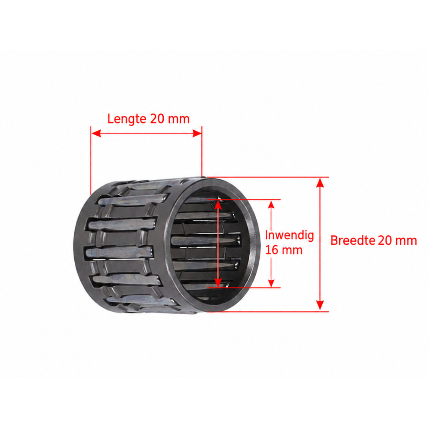 Naaldlager Jasil Pistonpen 20x16x20 Hexagon 125/150, Skipper 125/150, Runner 125cc, Runner 180cc - Afbeelding 3
