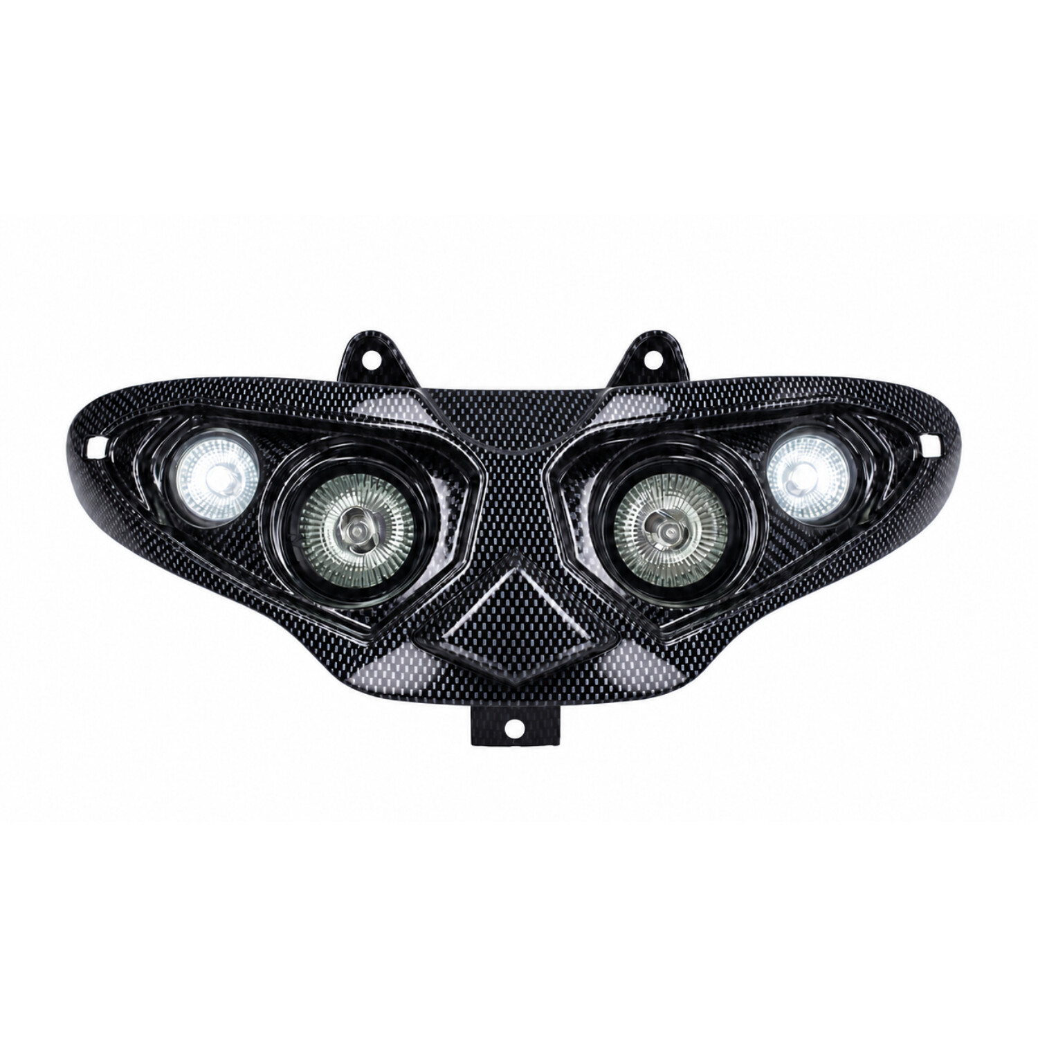 Koplamp Unit Halogeen 4 Lampen Carbon Gilera Runner 50/125/180 - Afbeelding 2