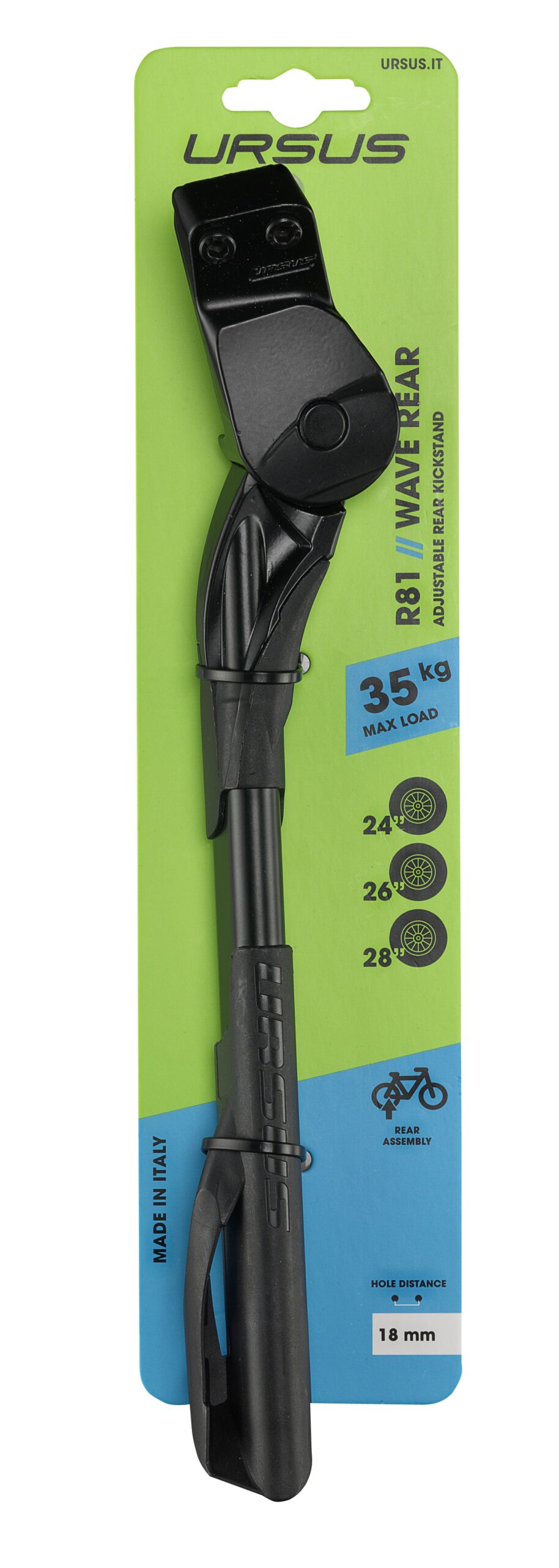 Achterstandaard 24 t/m 29" Ursus Wave met 18 mm bevestigingsplaat - zwart - Afbeelding 2