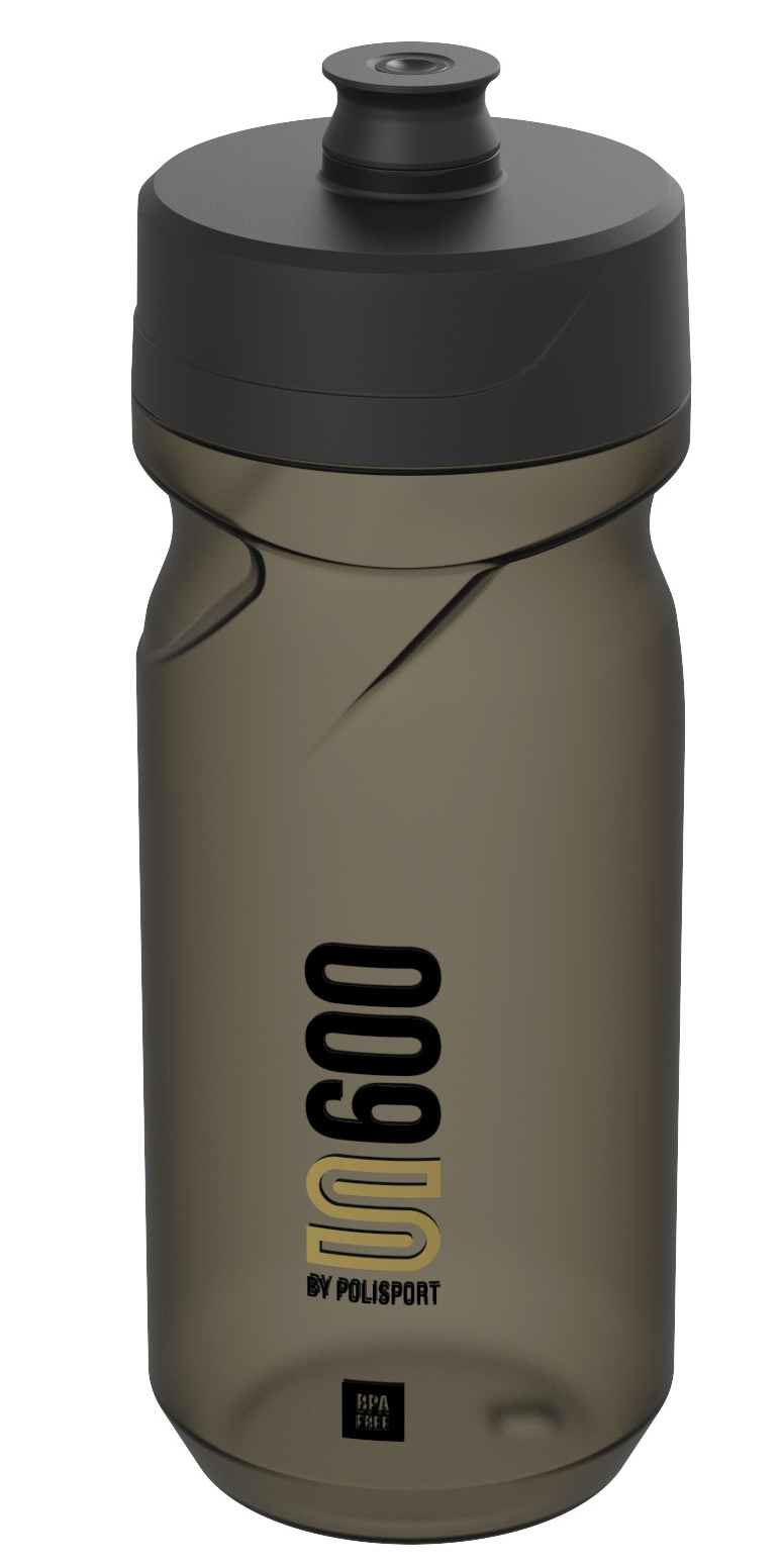Bidon met schroefdop Polisport S600 - 600ml restyle - transparant/zwart/zwart