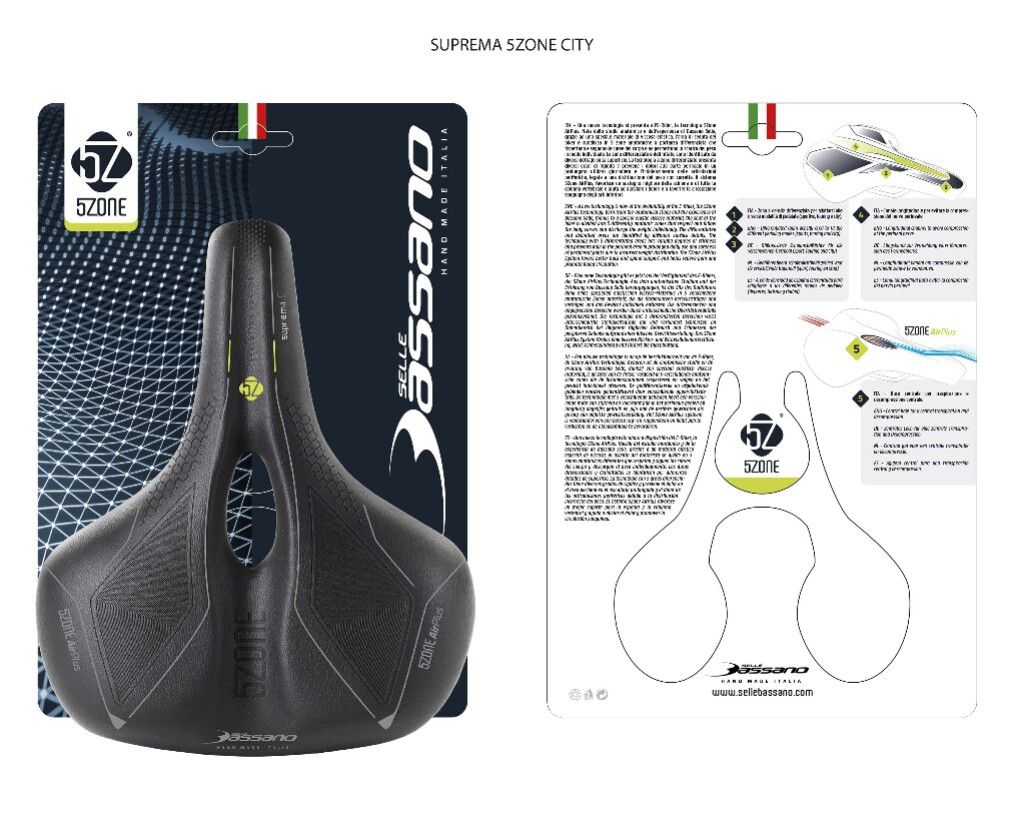 Fietszadel Selle Bassano Suprema 5zone EL City met elastomere demping - zwart - Afbeelding 4